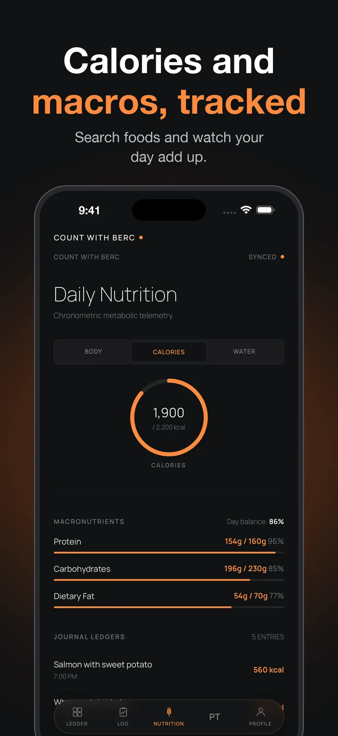 Calories and macros tracking
